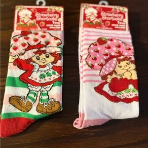 Strawberry Shortcake Women Socks - Pink and Green New Size 9-14